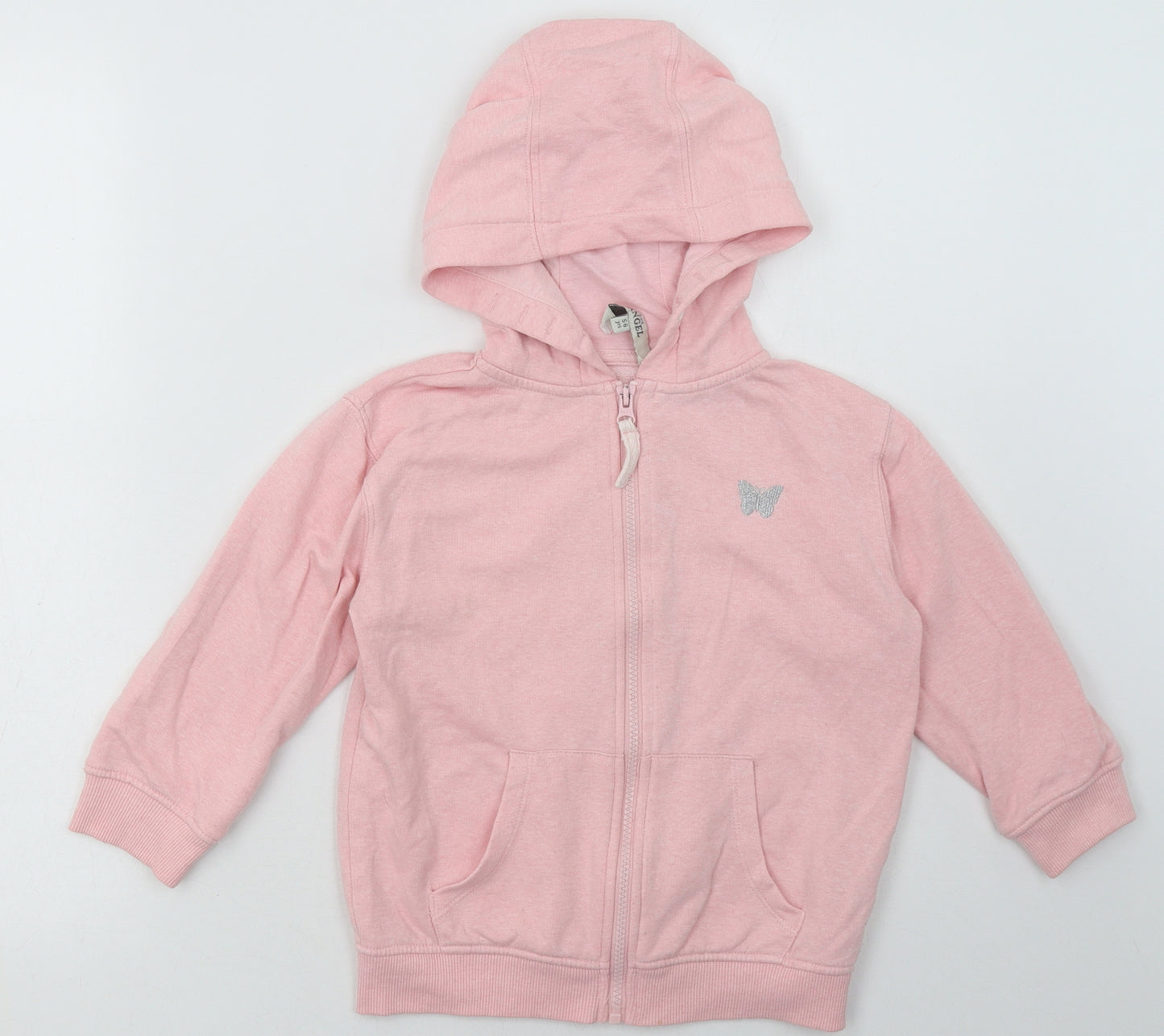 evie angel Girls Pink  Cotton Full Zip Hoodie Size 5-6 Years  Zip
