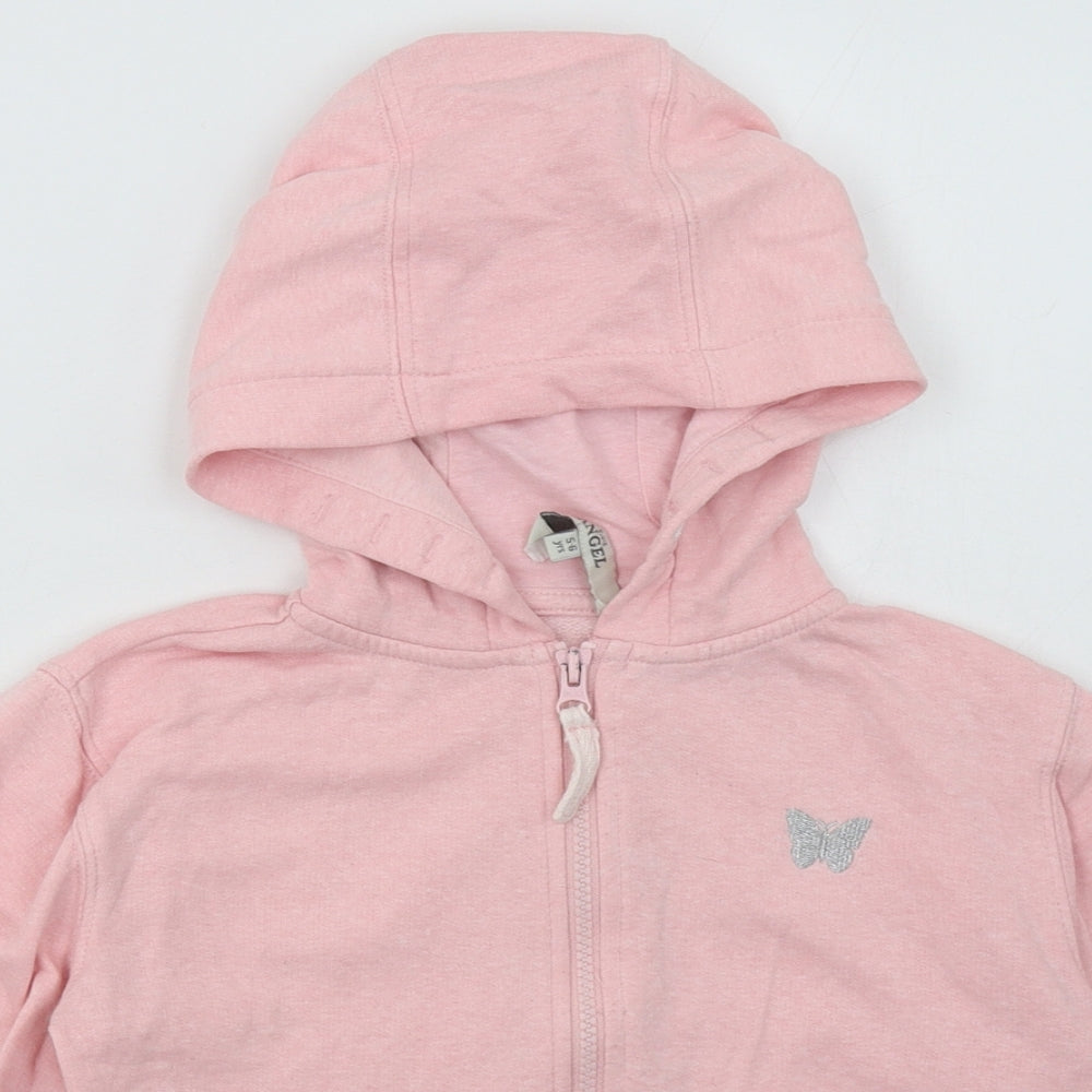 evie angel Girls Pink  Cotton Full Zip Hoodie Size 5-6 Years  Zip