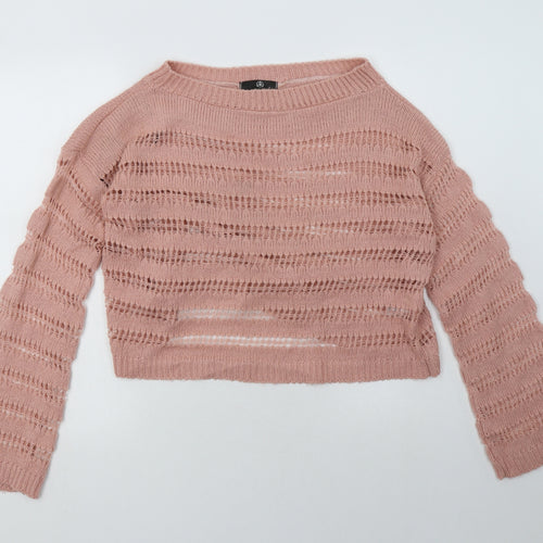Missguided Womens Pink Striped Acrylic Pullover Sweatshirt Size M  Pullover