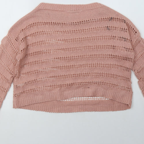 Missguided Womens Pink Striped Acrylic Pullover Sweatshirt Size M  Pullover