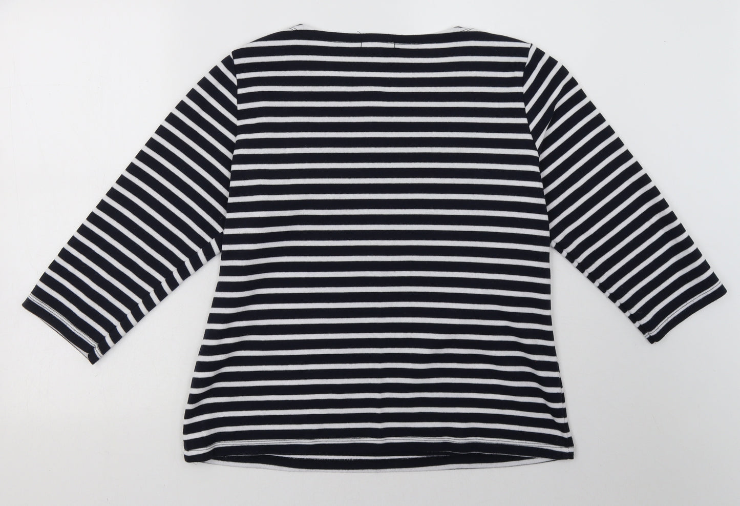 First Avenue Womens Black Striped Cotton Pullover Sweatshirt Size L  Pullover
