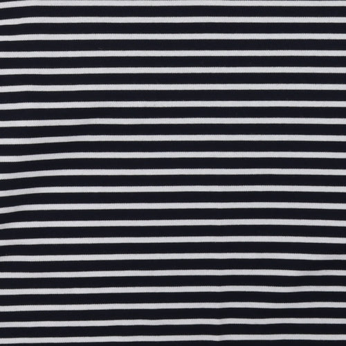 First Avenue Womens Black Striped Cotton Pullover Sweatshirt Size L  Pullover