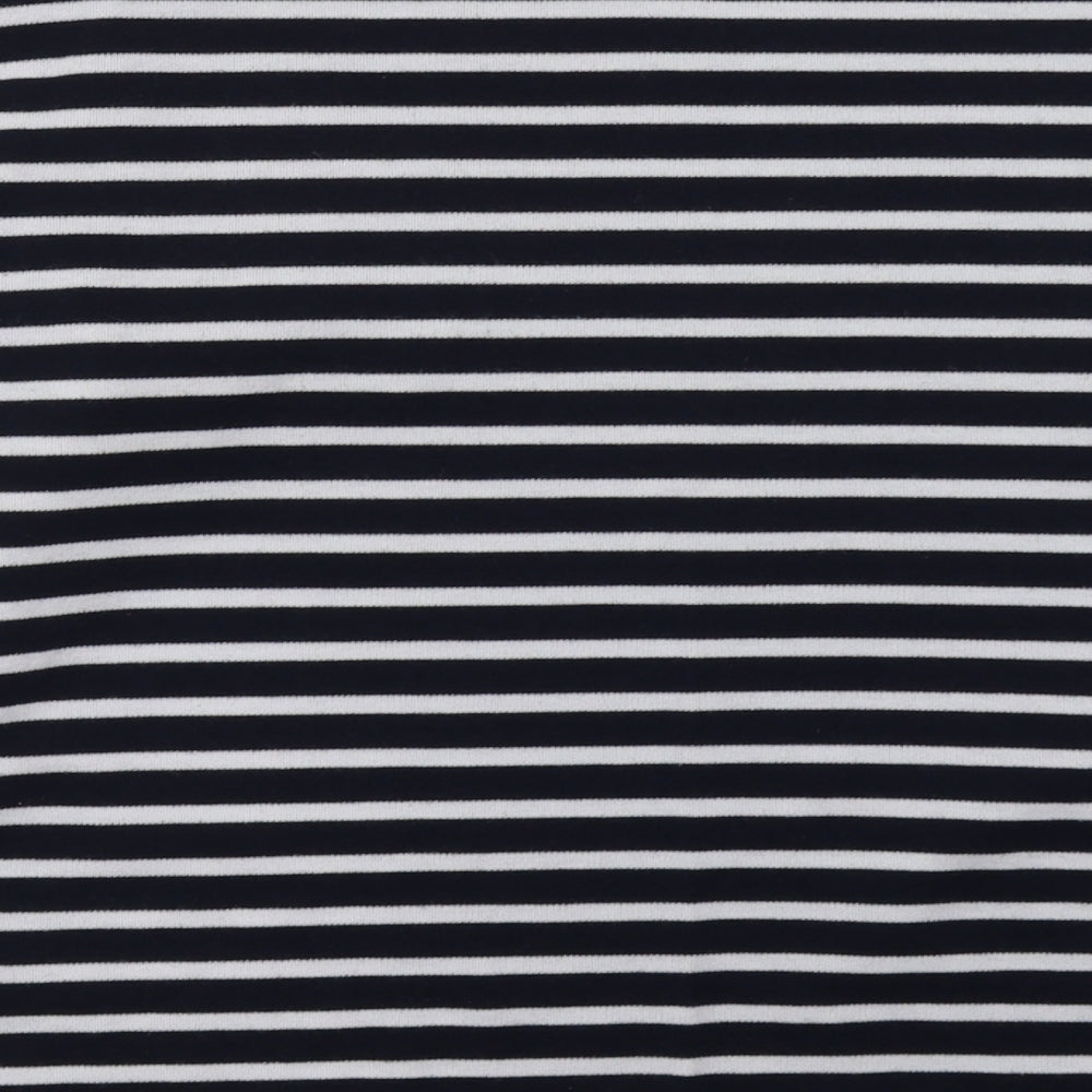First Avenue Womens Black Striped Cotton Pullover Sweatshirt Size L  Pullover