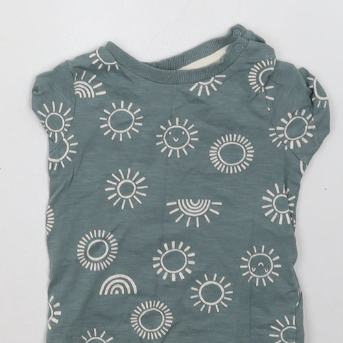 Nutmeg Boys Blue Geometric Cotton Basic T-Shirt Size 6-9 Months Crew Neck Buckle