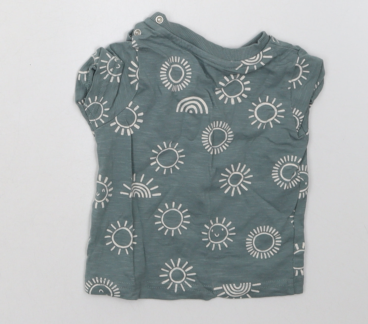 Nutmeg Boys Blue Geometric Cotton Basic T-Shirt Size 6-9 Months Crew Neck Buckle