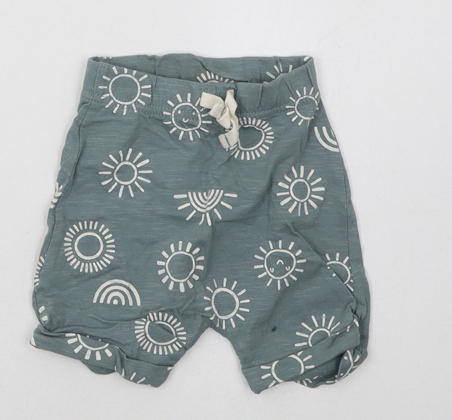 Nutmeg Boys Blue Geometric Cotton Shorts Outfit/Set Size 6-9 Months  Tie