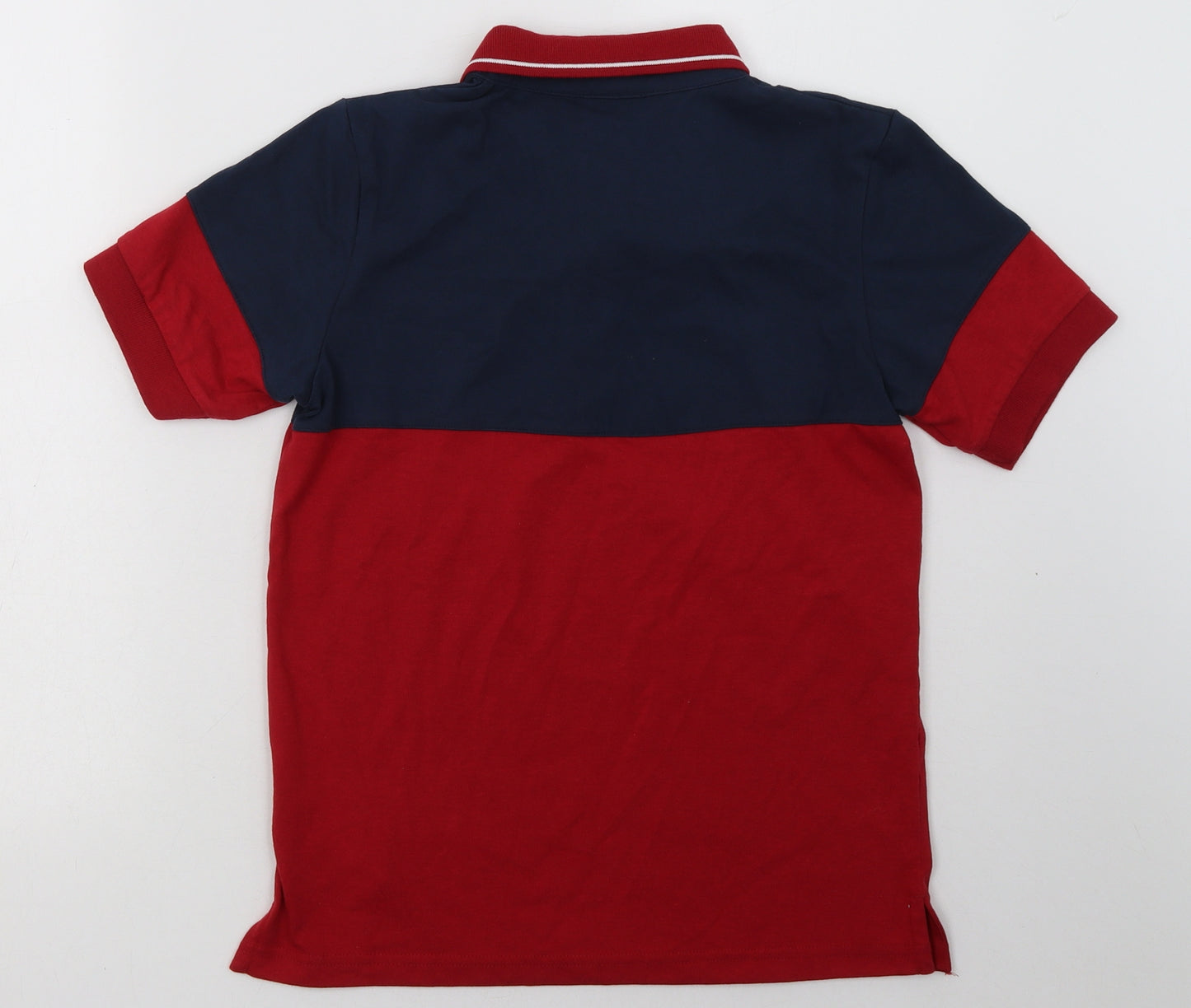 Lonsdale Boys Red Striped Cotton Basic Polo Size 13 Years Collared Button
