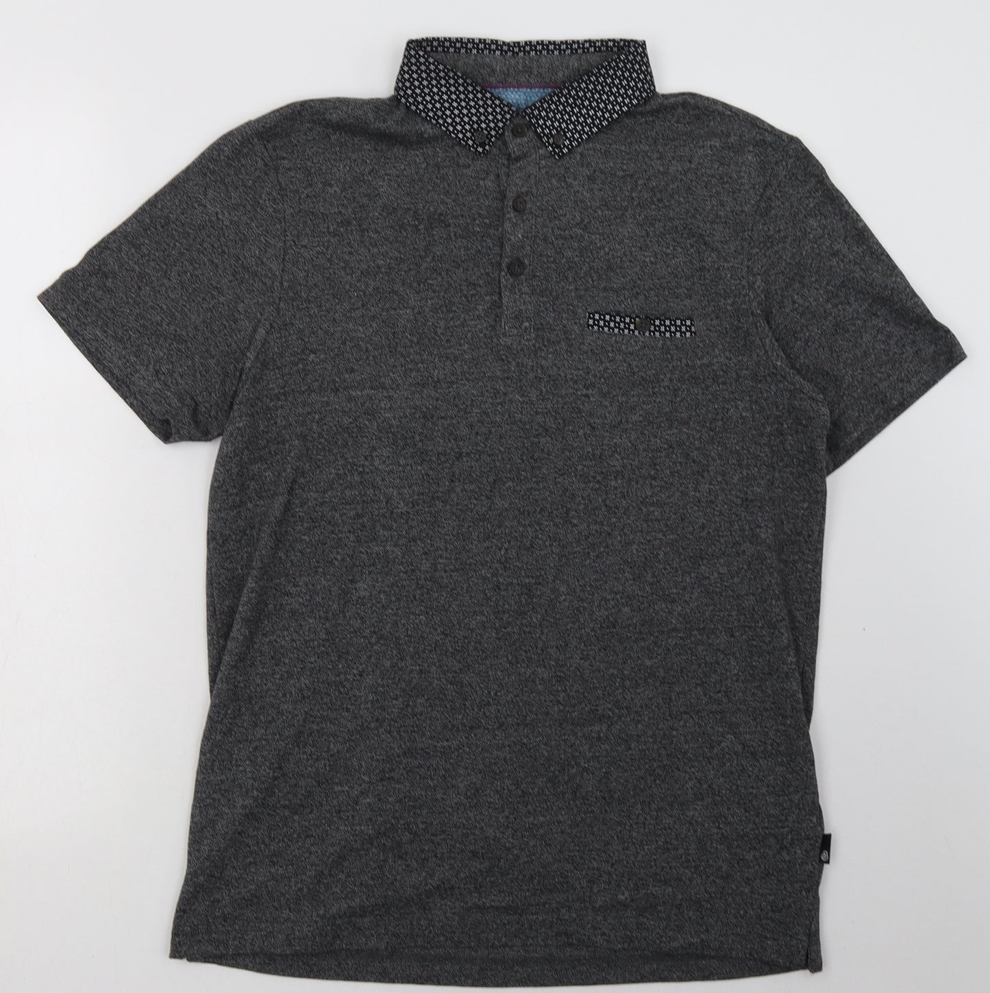Burton Mens Grey  Cotton  Polo Size M Collared Button