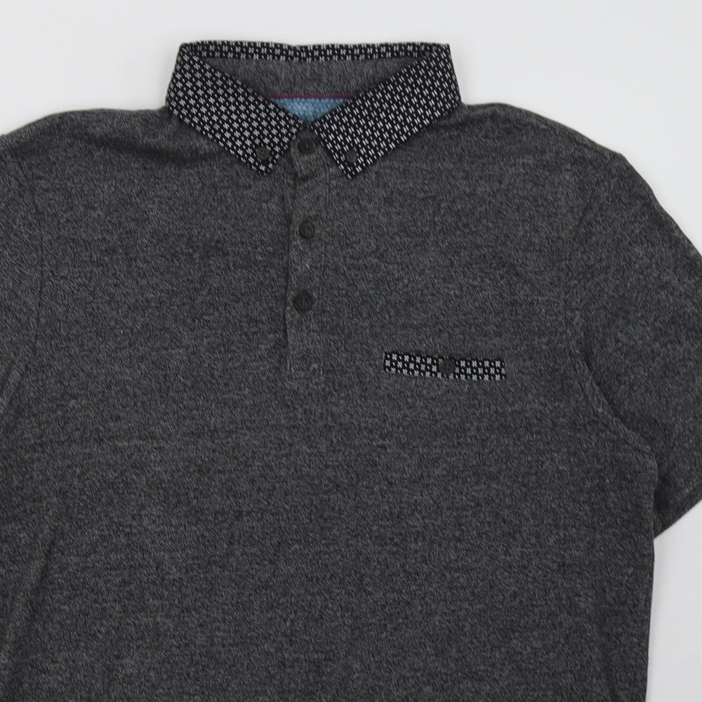 Burton Mens Grey  Cotton  Polo Size M Collared Button