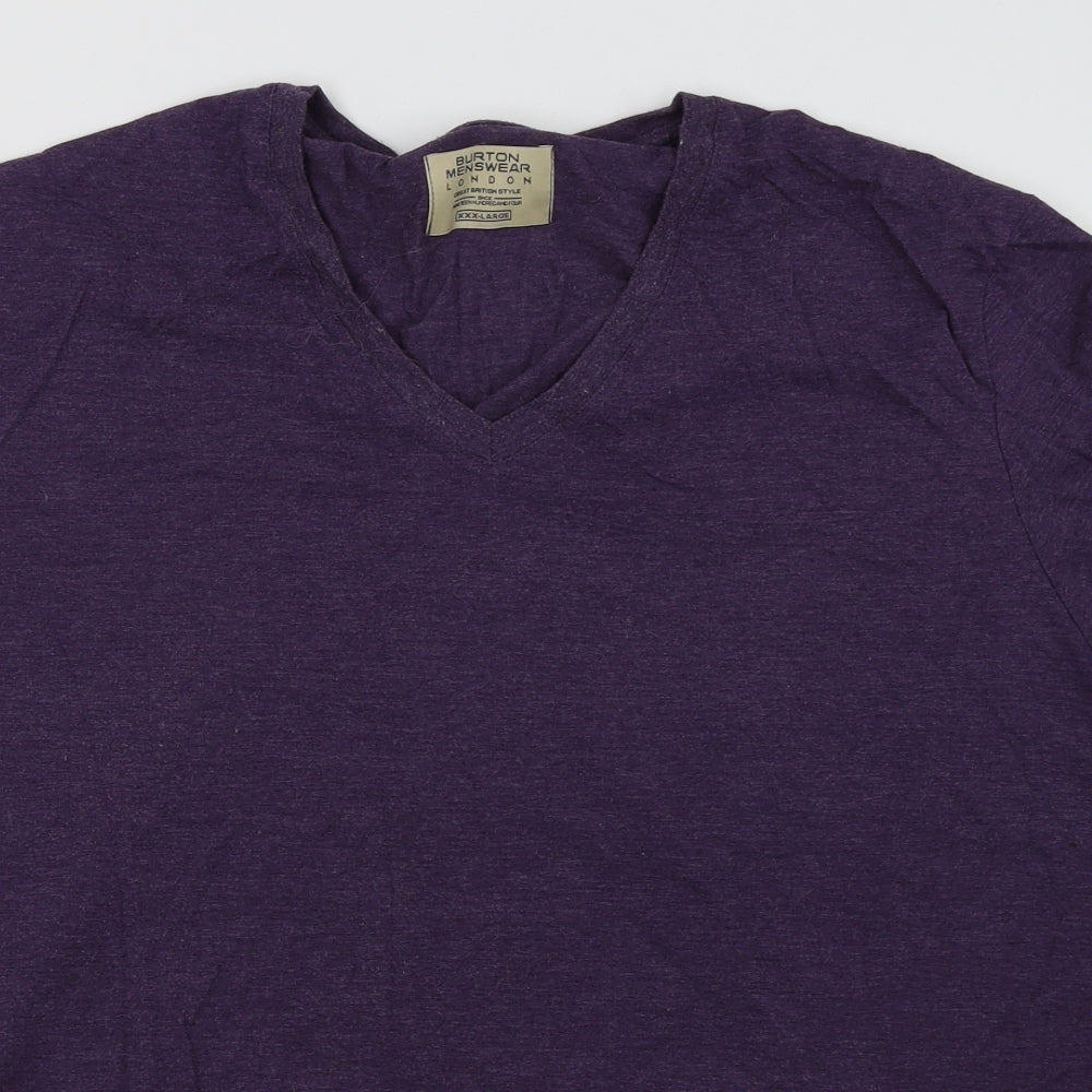 Burton Mens Purple  Cotton  T-Shirt Size M V-Neck