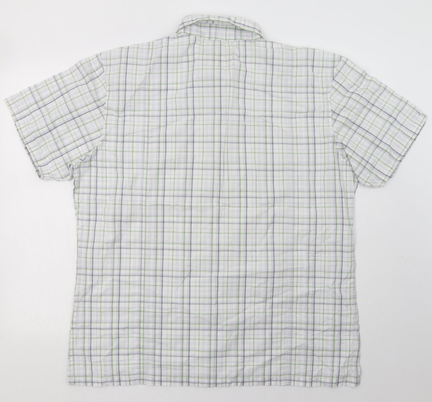 Burton Mens White Check Cotton  Button-Up Size XL Collared Button
