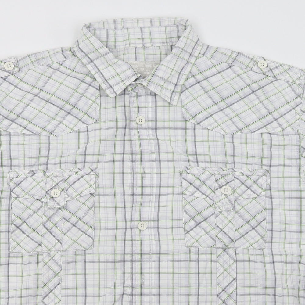 Burton Mens White Check Cotton  Button-Up Size XL Collared Button