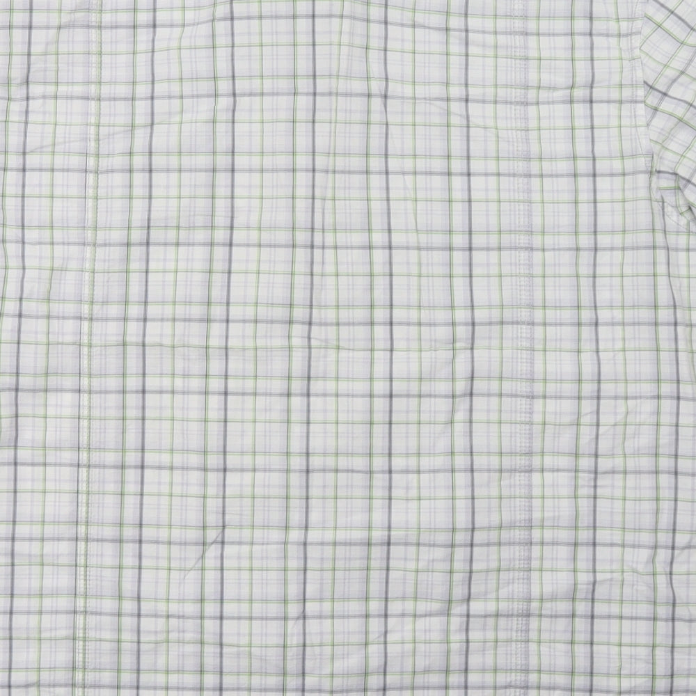 Burton Mens White Check Cotton  Button-Up Size XL Collared Button