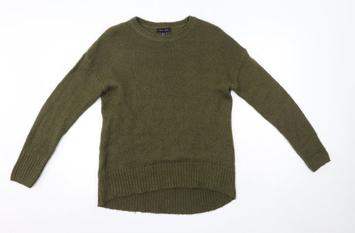 New Look Womens Green Round Neck  Acrylic Pullover Jumper Size S