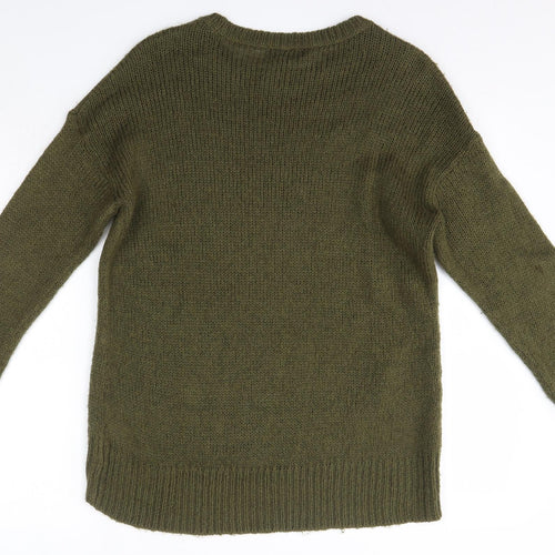 New Look Womens Green Round Neck  Acrylic Pullover Jumper Size S