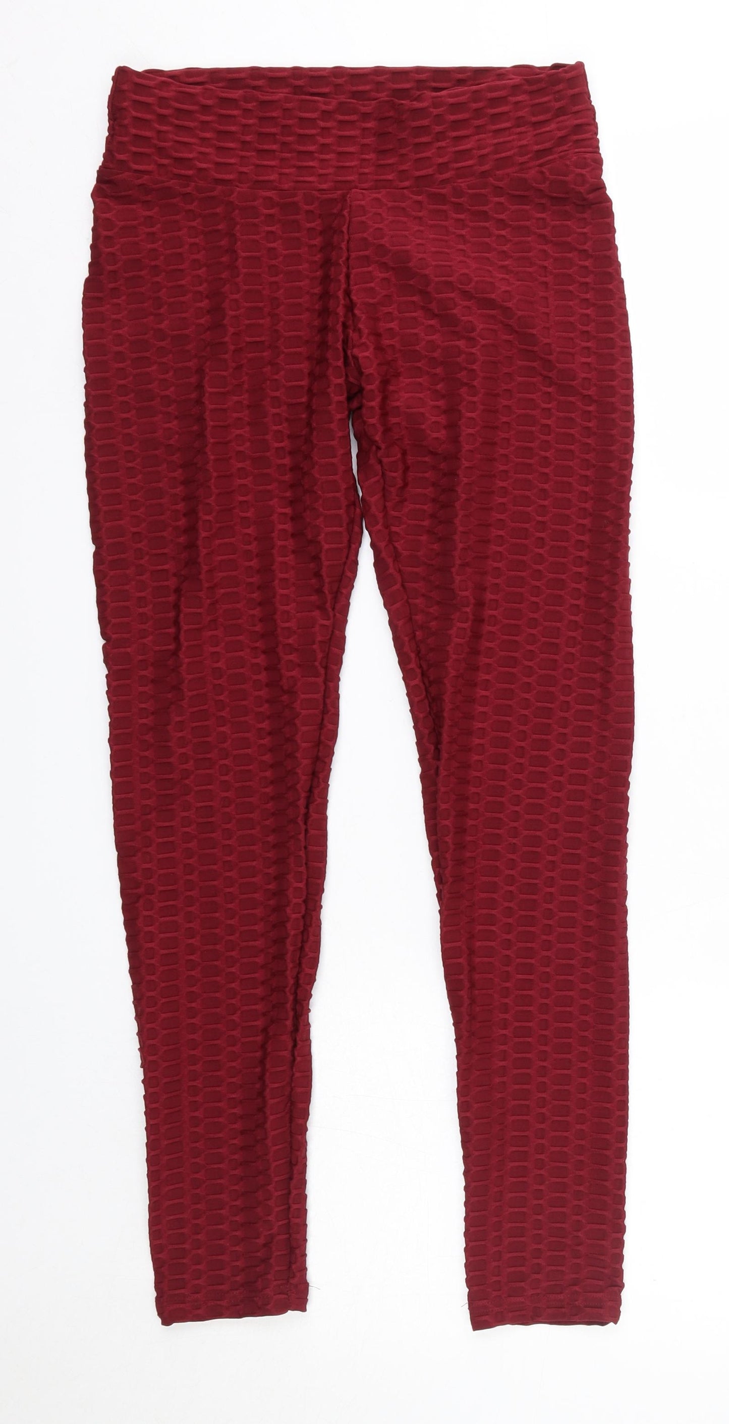 Preworn Womens Red  Polyester Jogger Leggings Size M L27 in   - Ruffled