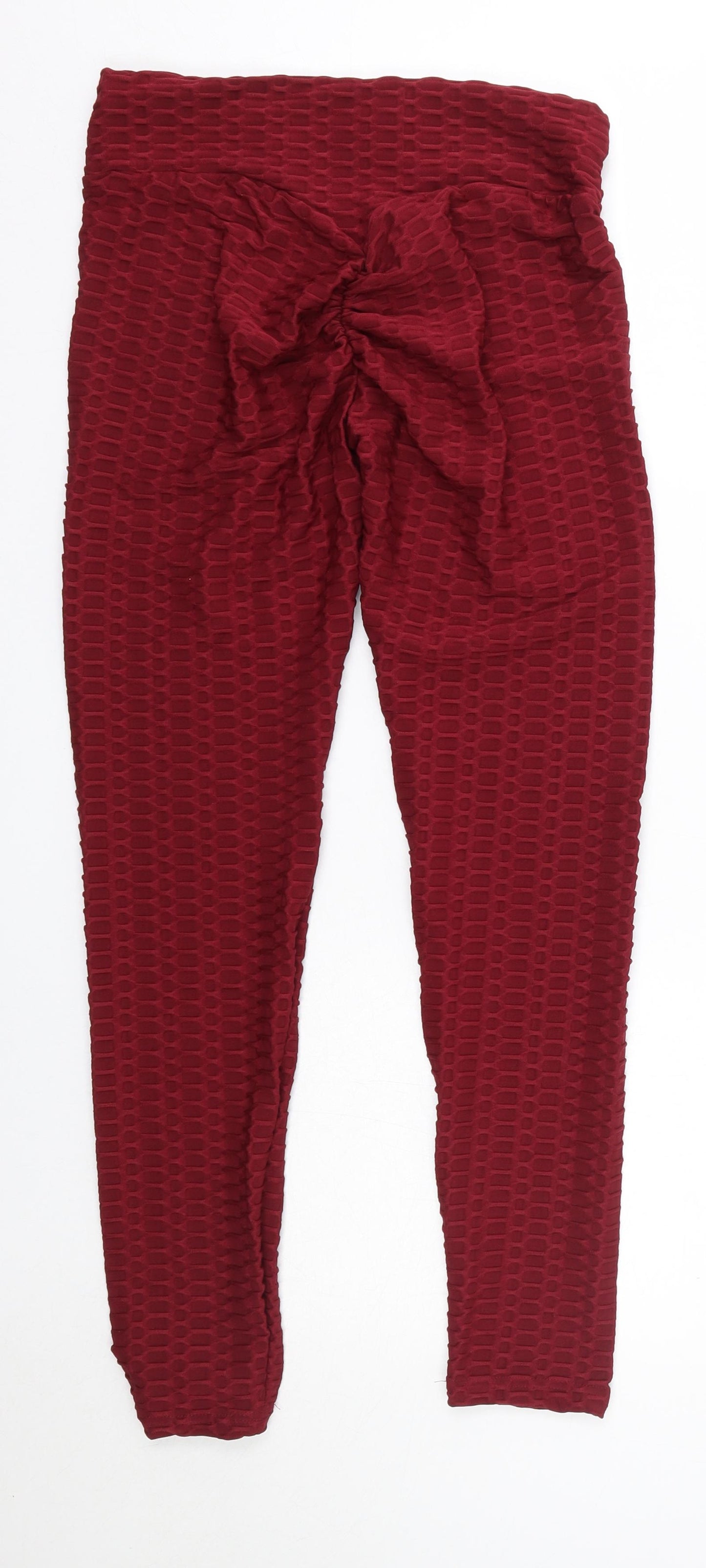 Preworn Womens Red  Polyester Jogger Leggings Size M L27 in   - Ruffled