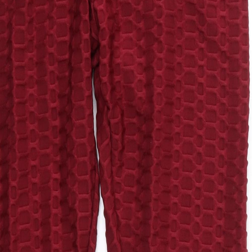 Preworn Womens Red  Polyester Jogger Leggings Size M L27 in   - Ruffled