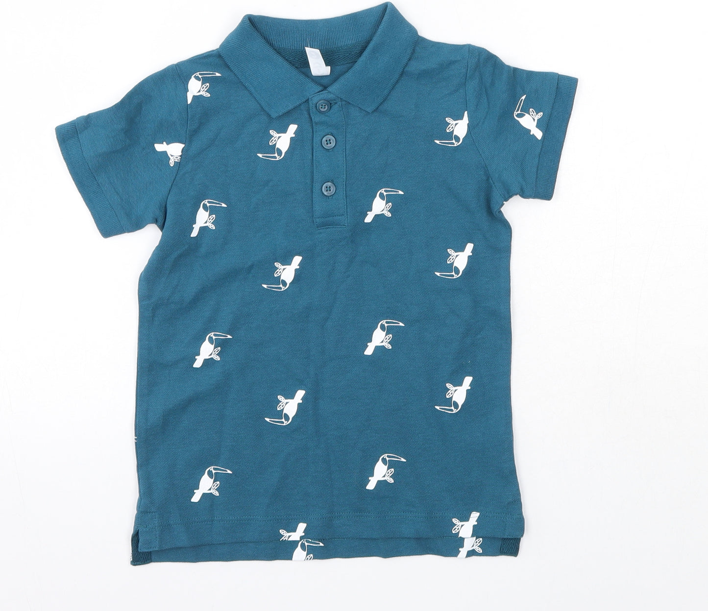 K-D Boys Blue  100% Cotton Basic Polo Size 2 Years Collared  - Parrot