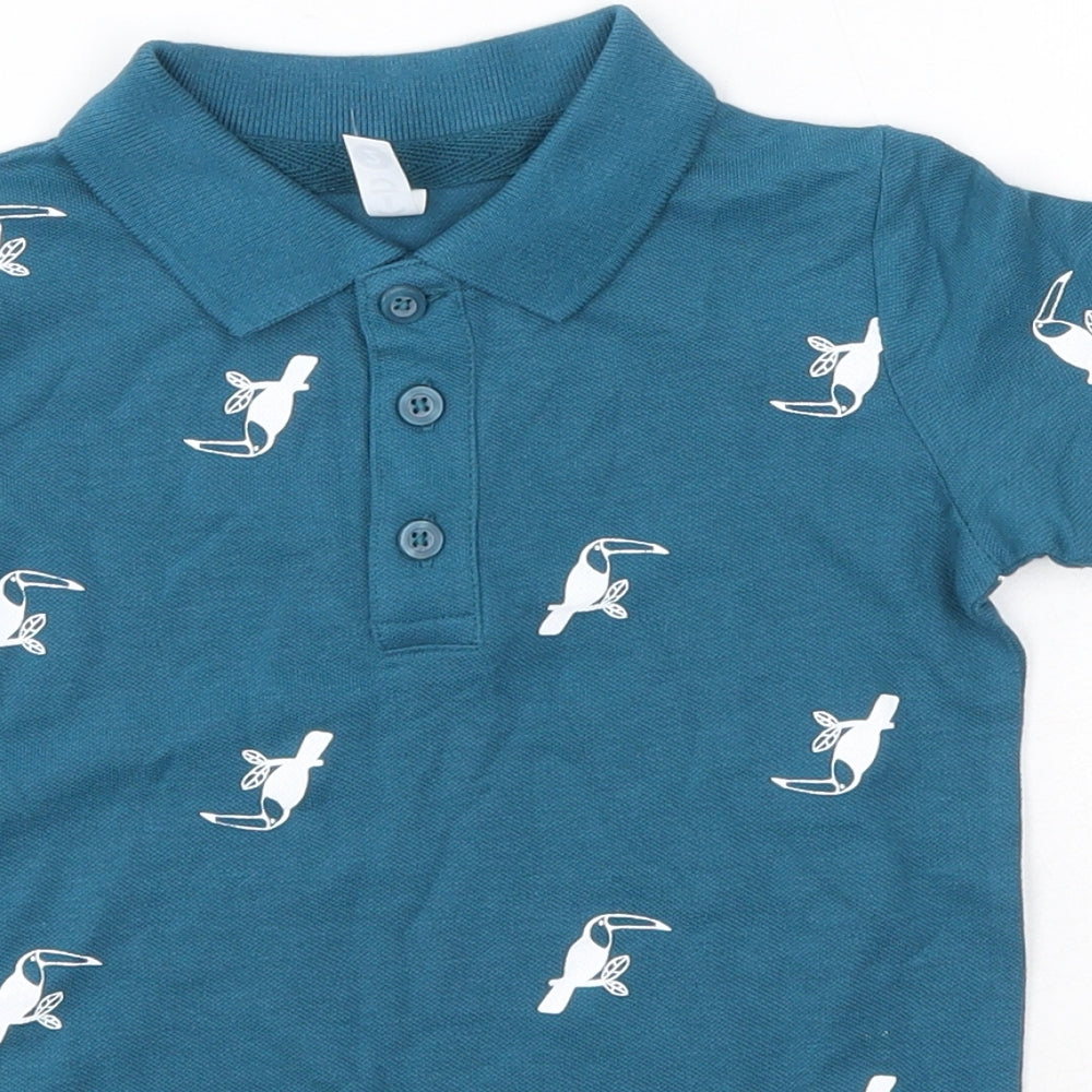 K-D Boys Blue  100% Cotton Basic Polo Size 2 Years Collared  - Parrot