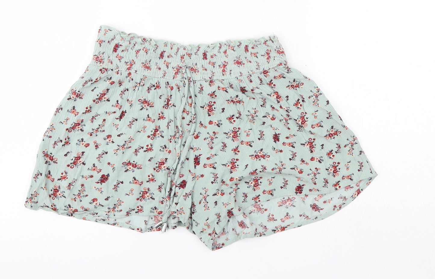 Primark Womens Green Floral Viscose Boyfriend Shorts Size 8  Regular