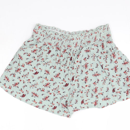 Primark Womens Green Floral Viscose Boyfriend Shorts Size 8  Regular