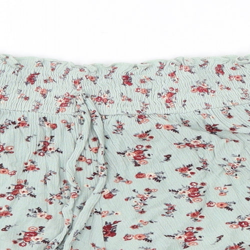 Primark Womens Green Floral Viscose Boyfriend Shorts Size 8  Regular