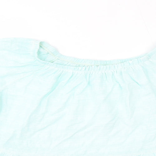 Preworn Womens Green  Cotton Basic Blouse Size L Off the Shoulder - Made in Italy