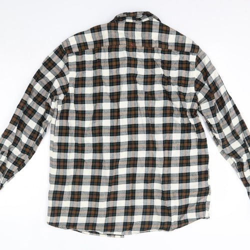 H&M Mens Green Check Cotton  Button-Up Size M Collared