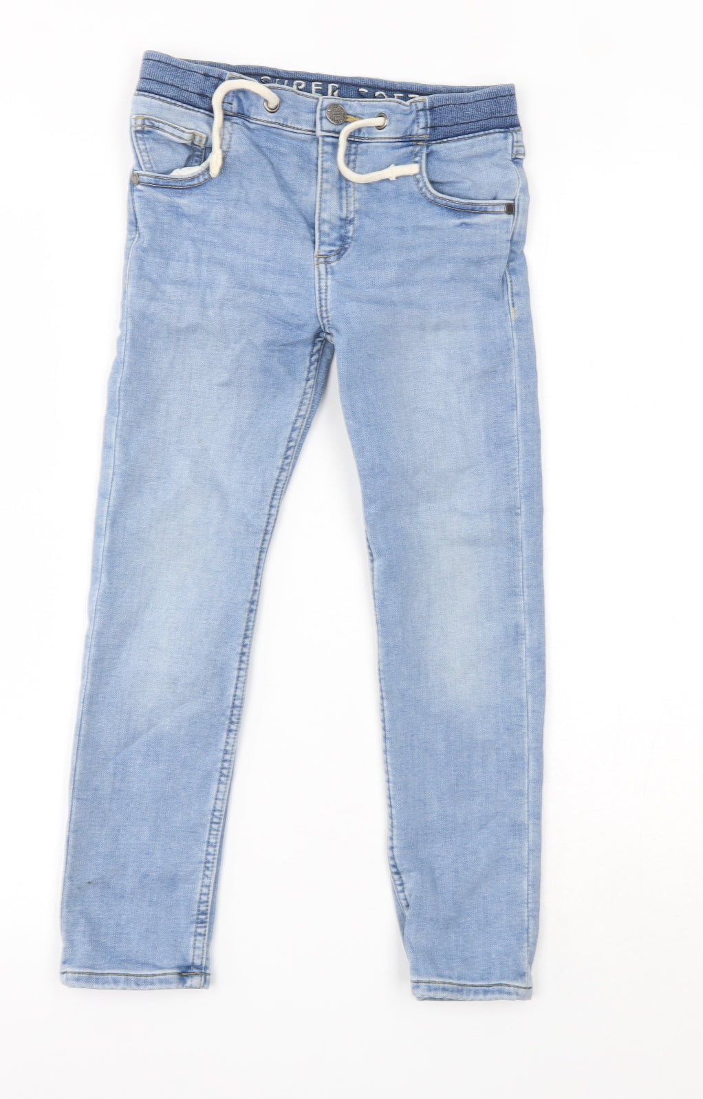 M&S Boys Blue  Cotton Skinny Jeans Size 6-7 Years  Regular