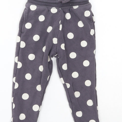 George Girls Grey Polka Dot Cotton Jogger Trousers Size 2-3 Years  Regular