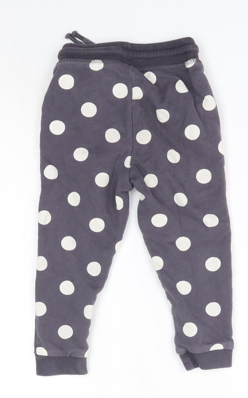 George Girls Grey Polka Dot Cotton Jogger Trousers Size 2-3 Years  Regular