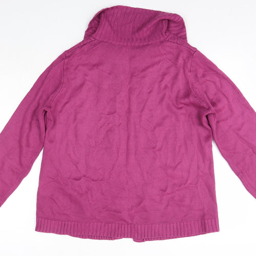 BM Womens Pink Collared  Acrylic Cardigan Jumper Size S