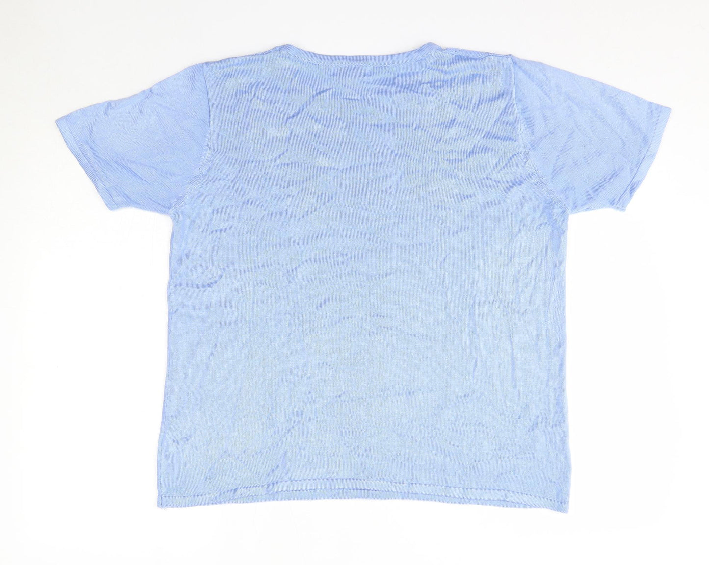 Fay Louise Womens Blue  Acrylic Basic Blouse Size M Round Neck