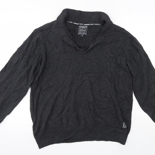 Kensington Mens Grey Collared  Cotton Pullover Jumper Size 2XL