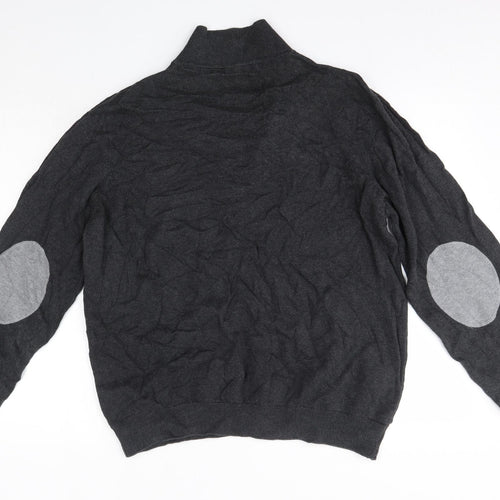 Kensington Mens Grey Collared  Cotton Pullover Jumper Size 2XL