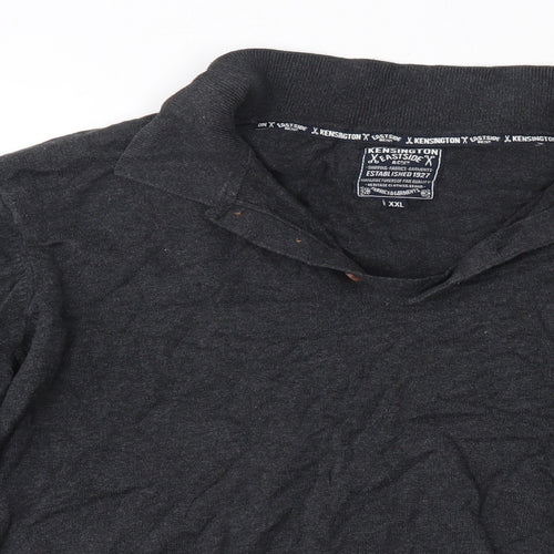 Kensington Mens Grey Collared  Cotton Pullover Jumper Size 2XL