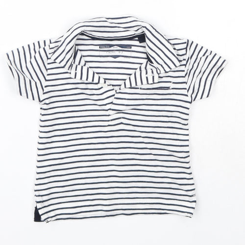 NEXT Baby Blue Striped 100% Cotton Basic T-Shirt Size 3-6 Months Collared