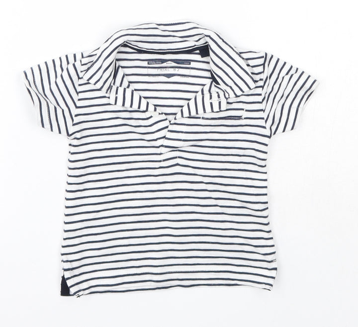 NEXT Baby Blue Striped 100% Cotton Basic T-Shirt Size 3-6 Months Collared