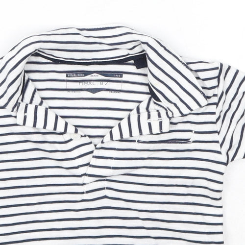 NEXT Baby Blue Striped 100% Cotton Basic T-Shirt Size 3-6 Months Collared
