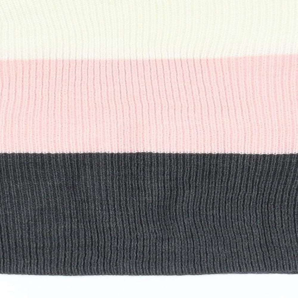 H&M Girls Multicoloured Round Neck Striped Acrylic Pullover Jumper Size 9-10 Years