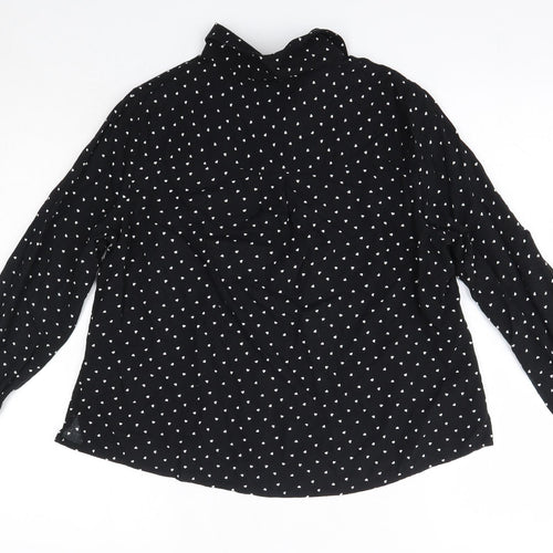 New Look Womens Black Polka Dot Viscose Basic Button-Up Size 10 Collared - Love Hearts