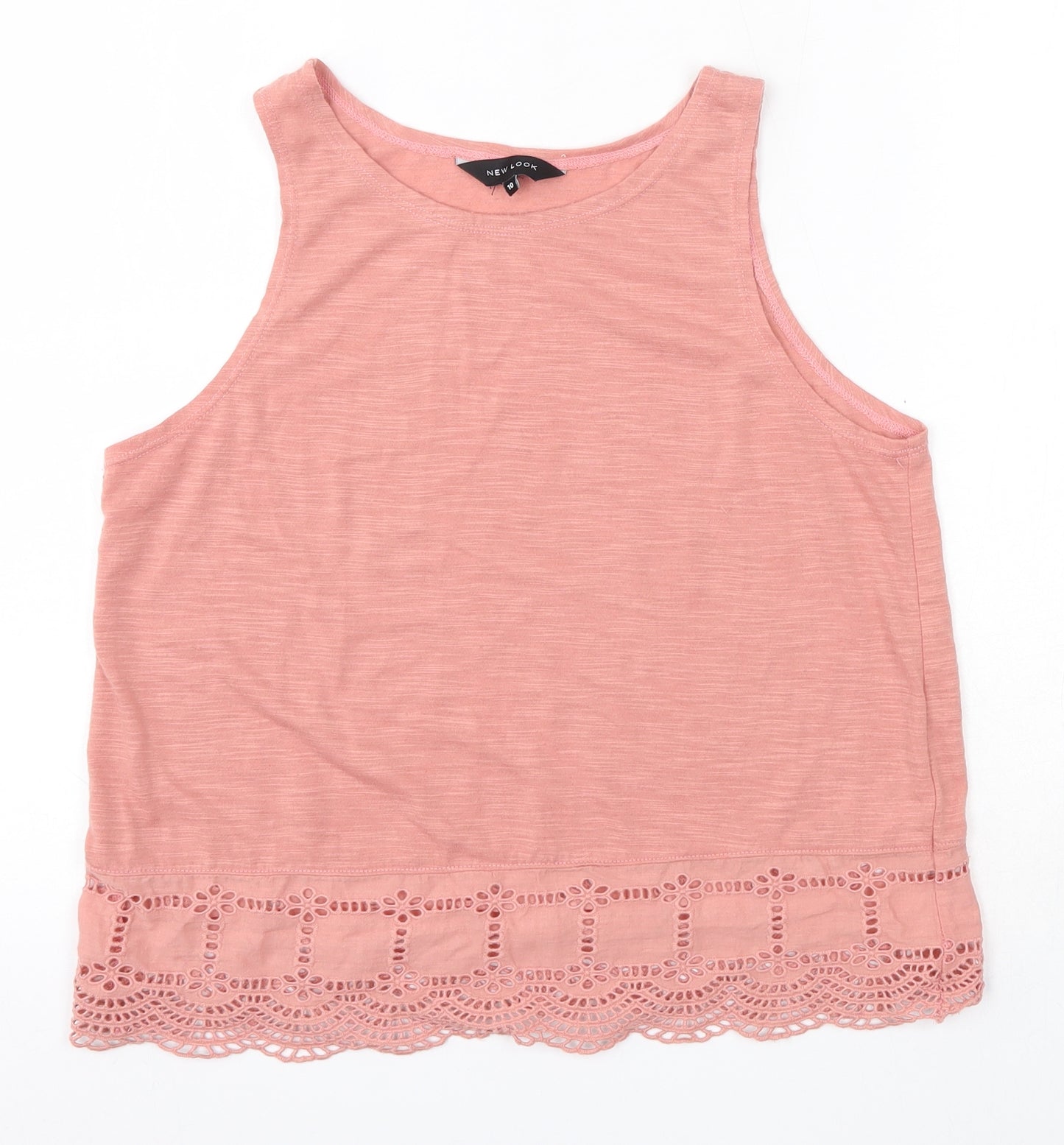 New Look Womens Pink  Polyester Basic Tank Size 10 Round Neck