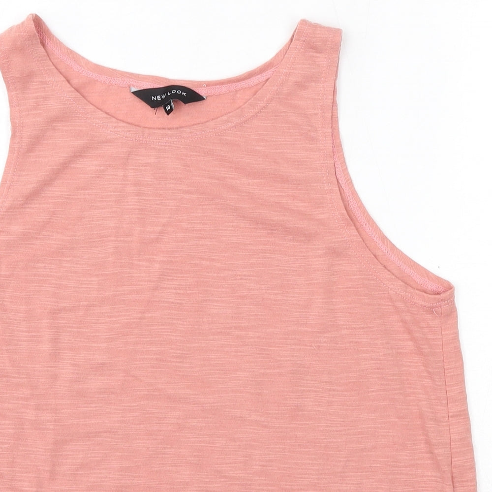 New Look Womens Pink  Polyester Basic Tank Size 10 Round Neck
