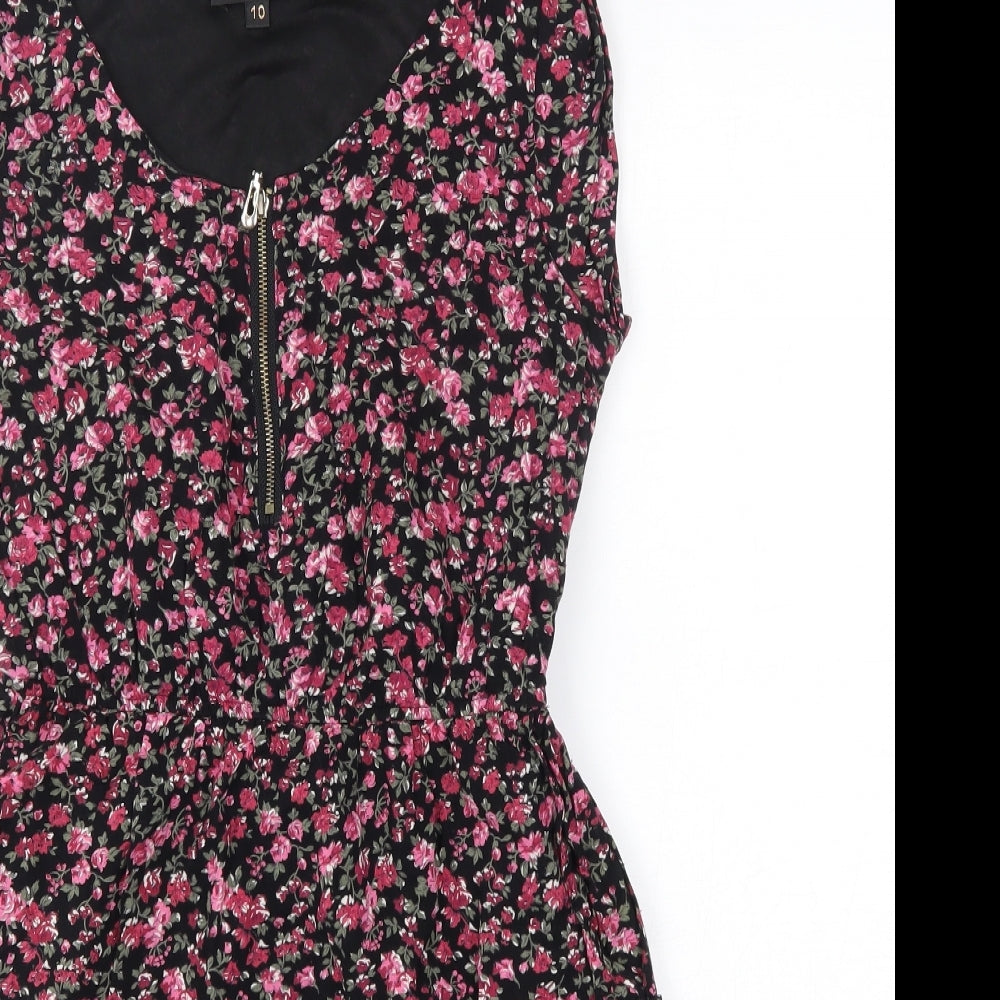 Tokyo Doll Womens Pink Floral Viscose A-Line  Size 10  V-Neck