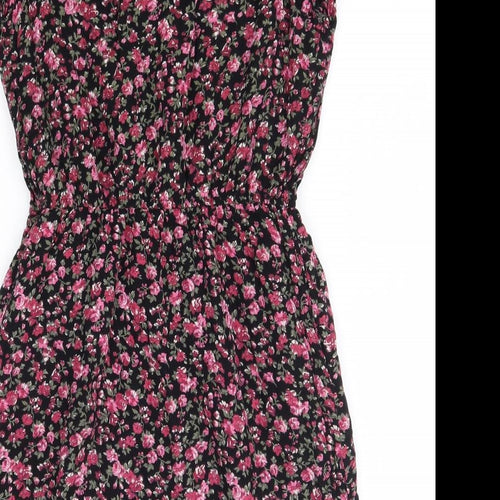 Tokyo Doll Womens Pink Floral Viscose A-Line  Size 10  V-Neck