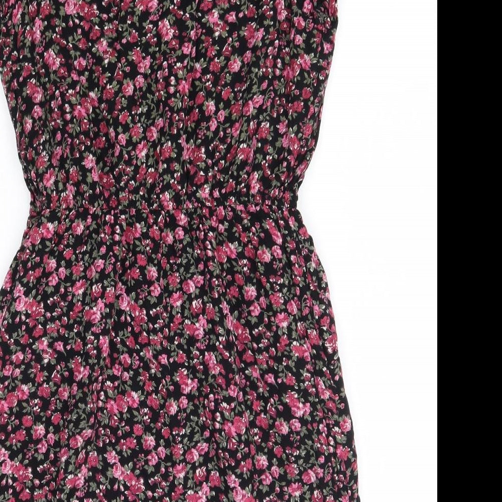 Tokyo Doll Womens Pink Floral Viscose A-Line  Size 10  V-Neck