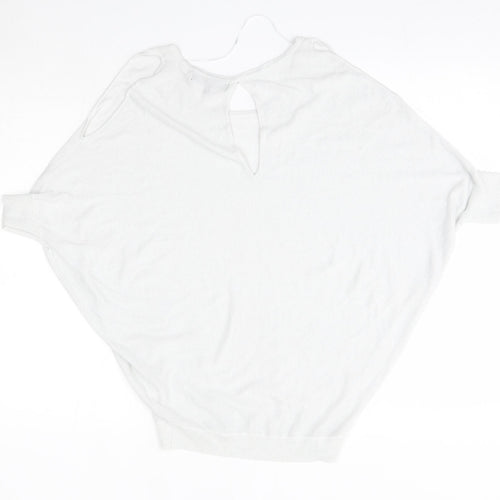 Max Womens Silver Round Neck  Viscose Pullover Jumper Size XS