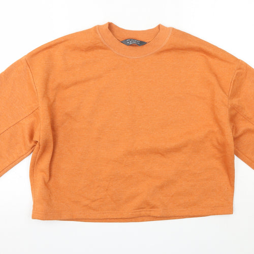 Primark Womens Orange Round Neck  Cotton Pullover Jumper Size M