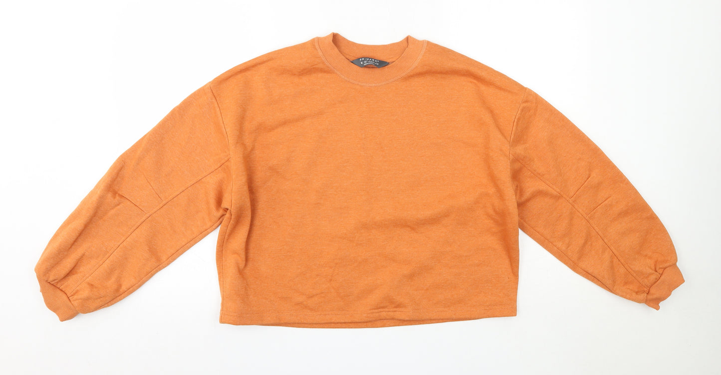 Primark Womens Orange Round Neck  Cotton Pullover Jumper Size M